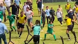 El silbante durante la pelea.