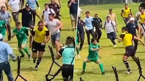 El silbante durante la pelea.