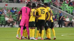 AUSTIN, TX - OCTOBER 07: Jamaica starting XI gather in a huddle during a CONCACAF World Cup qualifying match between the