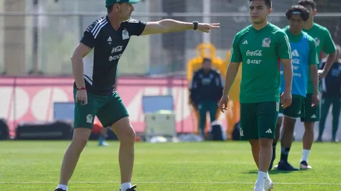 Diego Cocca en sus primeros entrenamientos con la selección mexicana.