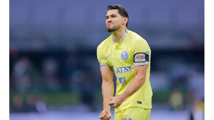 CIUDAD DE MEXICO, MEXICO - FEBRERO 11: Henry Josue Martin del America en festejo despues de anotar el segundo gol de su equipo durante el juego de la jornada 6 del Torneo Clausura 2023 de la Liga BBVA MX en el Estadio Azteca el 11 Febrero de 2023 en Ciudad de Mexico, Mexico. (Foto: Mauricio Salas/JAM MEDIA)