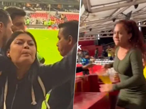 ¡Vergonzoso! Captan a aficionadas del América aventando cerveza en el Azteca