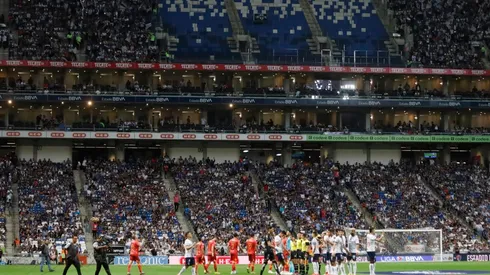 La tribuna del estadio BBVA en el partido Monterrey contra Juárez.