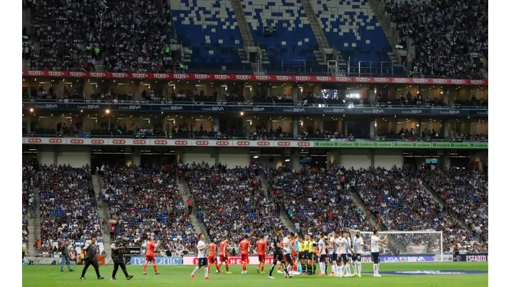 La tribuna del estadio BBVA en el partido Monterrey contra Juárez.