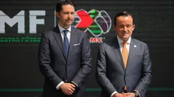 Yon de Luisa y Mikel Arriola en la presentación de las reformas del futbol mexicano.