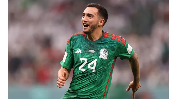 Luis Chávez celebra su gol ante Arabia Saudita en la Copa del Mundo Qatar 2022.