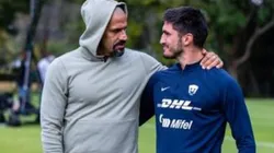 Juan Sebastián Verón en su visita a Gustavo del Prete.