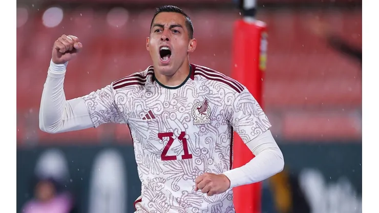 Rogelio Funes Mori celebra su gol en el amistoso ante Irak.