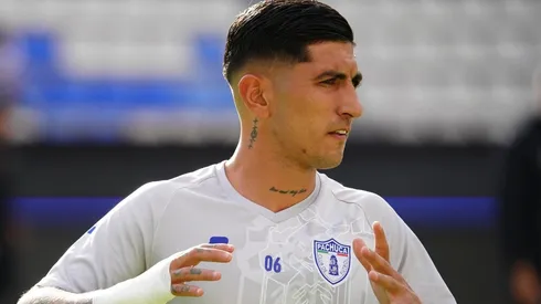 Pachuca, Hidalgo, 24 de julio de 2022. Víctor Guzmán, durante el partido de la jornada 4 del torneo Apertura 2022 de la Liga BBVA MX, entre los Tuzos del Pachuca y los Pumas de la UNAM, celebrado en el estadio Hidalgo. Foto: Imago7/ Rafael Vadillo