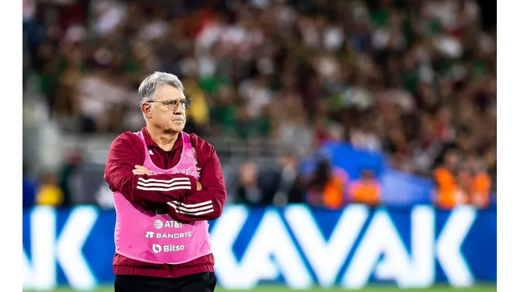 Gerardo Martino en un partido de preparación de la selección mexicana.