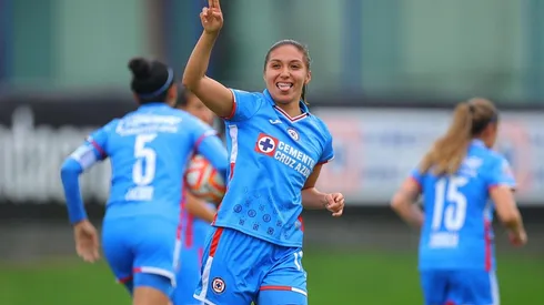 Ciudad de Mexico, 25 de septiembre de 2022. Daniela Monroy en festejo de gol, durante el partido de la jornada 14 del torneo Apertura 2022 de la Liga BBVA MX Femenil, entre las Celestes del Cruz Azul y las Xolas de Tijuana, celebrado en La Noria. Foto: Imago7/ Eloisa Sánchez