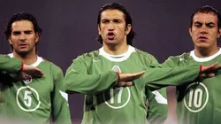 Cuauhtémoc Blanco, Francisco Fonseca y Duilio Davino en un amistoso con México en 2005.