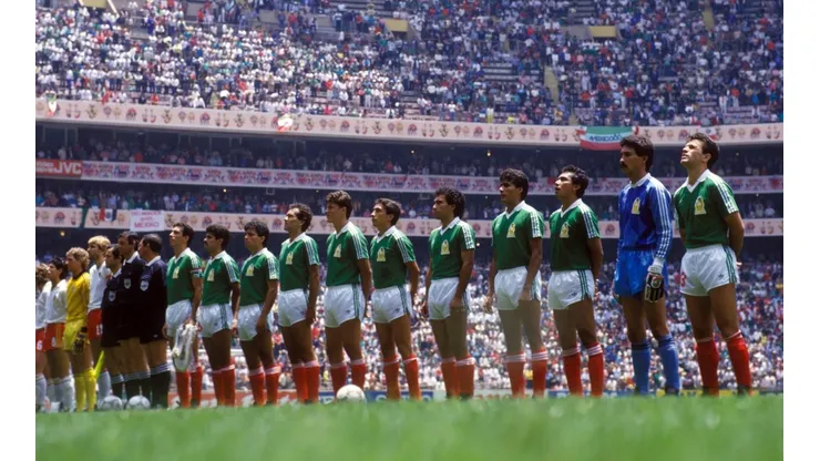 La selección mexicana el día de su debut en el Mundial de 1986 ante Bélgica.