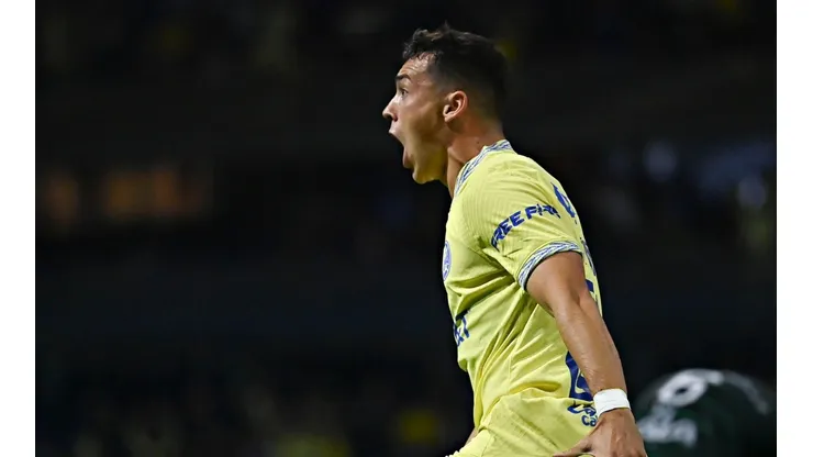 Ciudad de Mexico, 14 de septiembre de 2022.. Federico Viñas en festejo de gol durante el partido de la jornada 5 del torneo Apertura 2022 de la Liga BBVA MX, entre las Águilas del America y los Guerreros de Santos Laguna, celebrado en el estadio Azteca. Foto: Imago7/ Etzel Espinosa