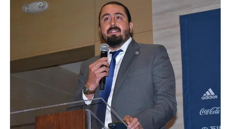 Zapopan, Jalisco, 19 de noviembre de 2021. Amaury Vergara, durante la conferencia de prensa por la comitiva de la FIFA en Guadalajara por la candidatura para ser sede Mundialista de la Copadel Mundo 2026, celebrada en el Hotel Hyatt Regancy Andares. Foto: Imago7/Sandra Bautista