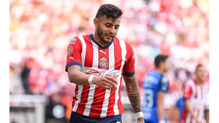 Zapopan, Jalisco, 23 de agosto de 2022. Alexis Vega, durante el partido de la jornada 16 del torneo Apertura 2022 de la Liga BBVA MX, entre las Chivas Rayadas del Guadalajara y los Rayados de Monterrey, celebrado en el estadio Akron. Foto: Imago7/ Lorena Barba