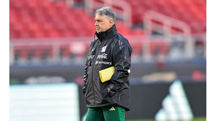 Gerardo Martino en el entrenamiento previo al amistoso contra Colombia.