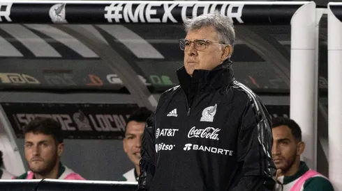 Gerardo Martino en el partido que terminó en derrota ante Colombia.