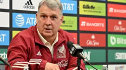 Gerardo Martino en la conferencia tras el partido ante Paraguay.