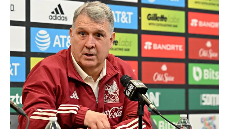 Gerardo Martino en la conferencia tras el partido ante Paraguay.