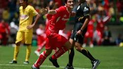 Héctor Mancilla festeja gol ante América en el torneo Apertura 2008.