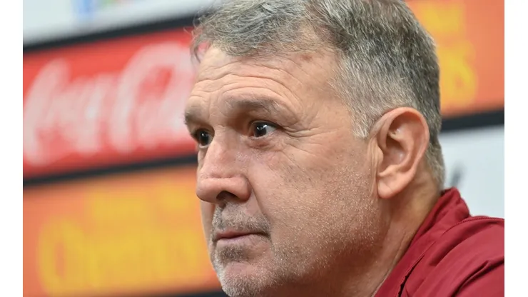Gerardo Martino en la conferencia previa al partido contra Paraguay.