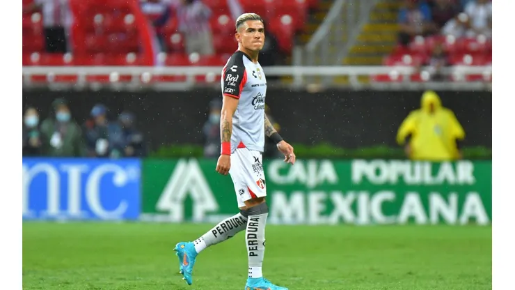 Zapopan, Jalisco, 13 de agosto de 2022. Luis Reyes, durante el partido de la jornada 8 del torneo Apertura 2022 de la Liga BBVA MX, entre las Chivas Rayadas del Guadalajara y los Rojinegros del Atlas, celebrado en el estadio Akron. Foto: Imago7/Sandra Bautista