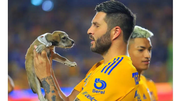 André-Pierre Gignac el Día del Perro previo al partido contra Atlas.
