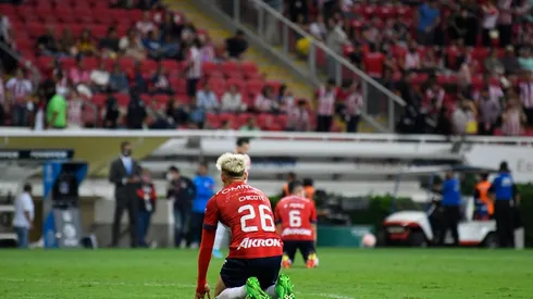 Cristian Calderón en lamento en el partido contra Atlético San Luis.