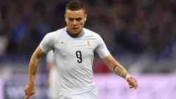 Cabecita Rodríguez en acción con la Selección Uruguay, previo a su arribo a América.