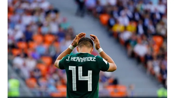 Javier Hernández en el Mundial Rusia 2018 con México.
