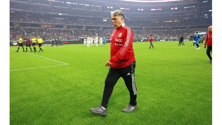 Gerardo Martino en un partido de México de preparación a Qatar 2022.