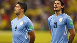 Luis Suárez y Edinson Cavani con Uruguay en la eliminatoria a Qatar 2022.
