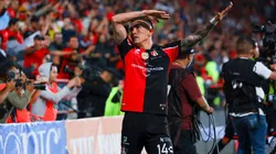 Luis Reyes en festejo durante la final ante Pachuca.