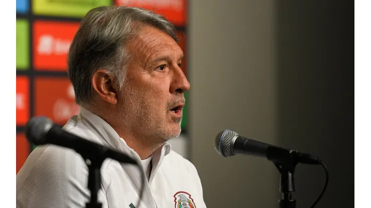 Gerardo Martino en una conferencia previa al partido ante Nigeria.