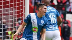 Toluca, Estado de Mexico, 3 de abril de 2022. Israel Reyes en festejo de gol, durante el partido de la jornada 12 del torneo Grita Mexico Clausura 2022 de la Liga BBVA MX, entre los Diablos Rojos del Toluca y el Club Puebla, celebrado en el estadio Nemesio Diez. Foto: Imago7/ Rafael Vadillo