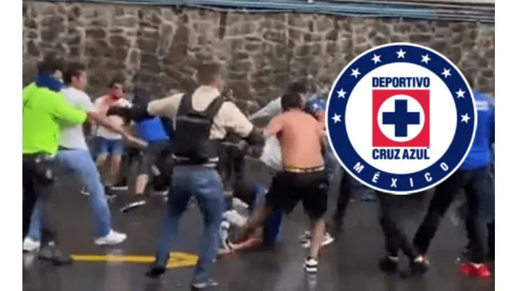 Violencia entre aficionados de Cruz Azul y fuerzas de seguridad.