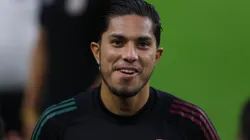 LAS VEGAS, NV - JULY 31: Carlos Salcedo #3 of Mexico warms up during a training session ahead of the Copa Oro final against United States at Allegiant Stadium on July 31, 2021 in Las Vegas, Nevada. (Photo by Omar Vega/Getty Images)-Not Released (NR)