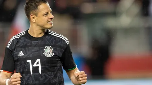 Javier Chicharito Hernández celebra un gol ante Paraguay en 2019.
