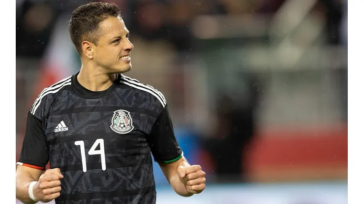Javier Chicharito Hernández celebra un gol ante Paraguay en 2019.