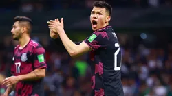 Hirving Chucky Lozano en el partido contra Estados Unidos en el estadio Azteca.
