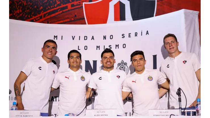 Luis Reyes, Jesús Sánchez, Aldo Rocha, Fernando Beltrán y Julio Furch previo al clásico tapatío.