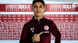 Valber Huerta en su primera práctica con los Diablos Rojos del Toluca.
