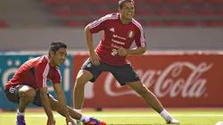 Marco Fabián y Chicharito Hernández en un entrenamiento del Tri en 2012.