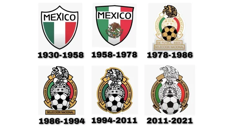 Evolución de los escudos de la selección mexicana en la historia.