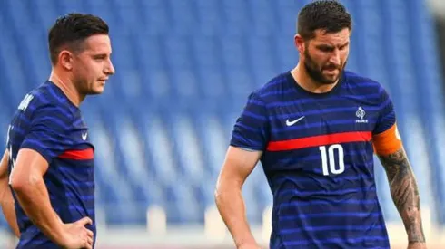 Florian Thauvin y André-Pierre Gignac en los Juegos Olímpicos Tokio 2020.