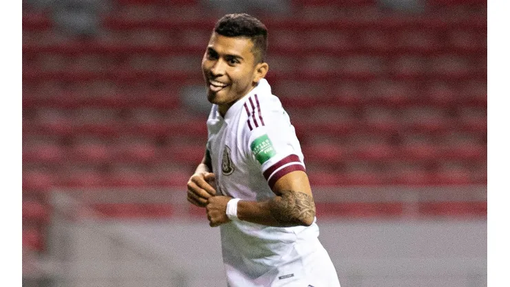 Orbelín celebra su tanto ante Costa Rica.