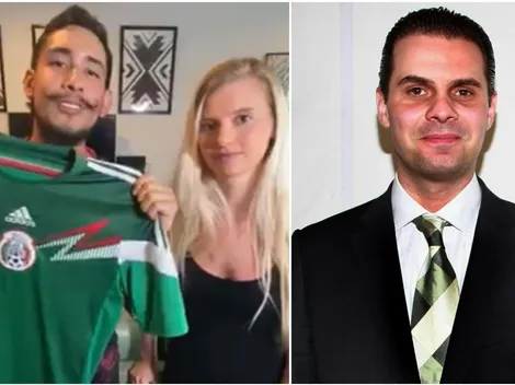 El 'Toluco' y su novia le regalaron su playera de México a Martinoli