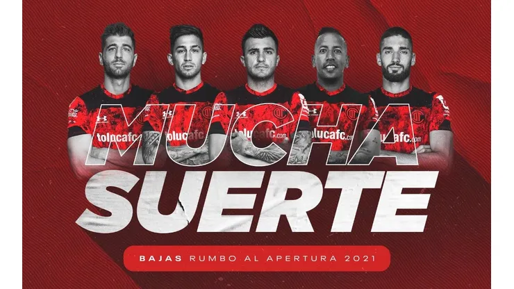 Todas las bajas del Toluca en el mercado de fichajes.