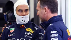 Christian Horner charla con Checo Pérez